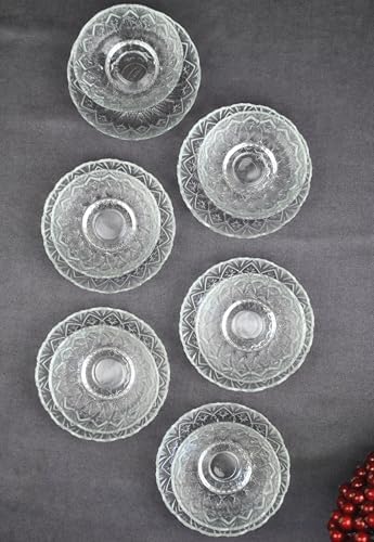 12 Parça Cam Çerezlik Kase Sütlaç Sunum Kasesi Tatlı Tabağı Ikramlık Tabak Seti - Görsel 2