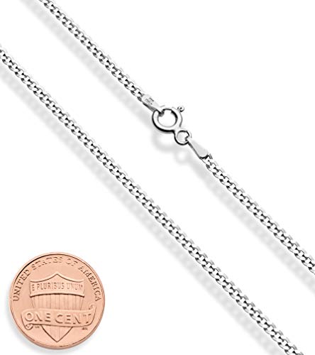 Miabella Italian 925 Sterling Silver, 18Kt Gold Plated 2.3mm Curb Cuban Link Chain Necklace Made in Italy2