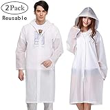 leo mantel kombinieren  LEO Transparent Regenponcho Wiederverwendbar Regenmantel Wasserdicht Atmungsaktiv Regencape tragbarer Regenmantel Regenbekleidung Regenjacke Wandern Camping Angeln 160-190cm, Eva, 2 Stück (a-Weiß)