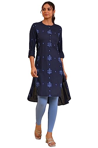 Image of W for Woman Women's Viscose Regular Fit Printed Kurta