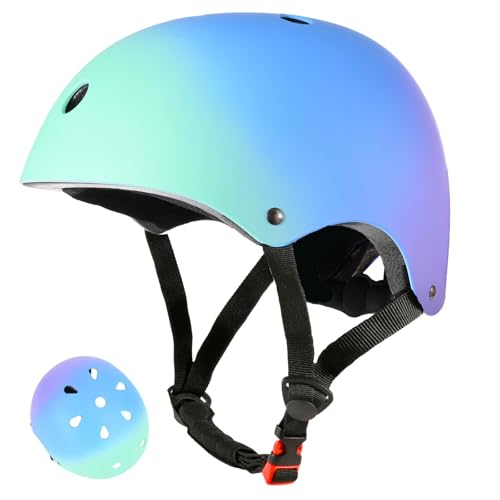 LOKJIJI Casco da bici regolabile per bambina bambini Con gradiente di colore, Casco protettivo per ragazze ragazzi per...