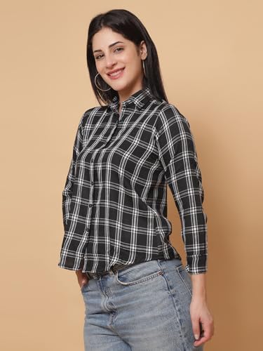 Image of Checked Spread Collar Casual Shirt for Women