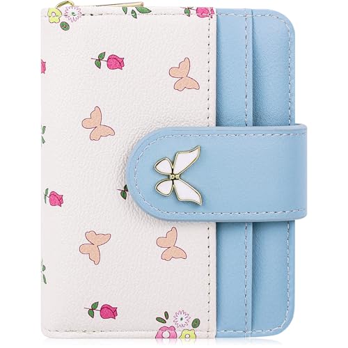 Image of Farcauo Womens Wallet Cute Small Wallets for Women Blue Women's Wallet Kawaii Butterfly Card Wallets for Women Ladies
