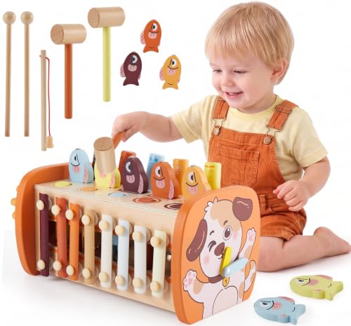 HYAKIDS Juguetes Montessori de Madera, Juguetes de Martillo