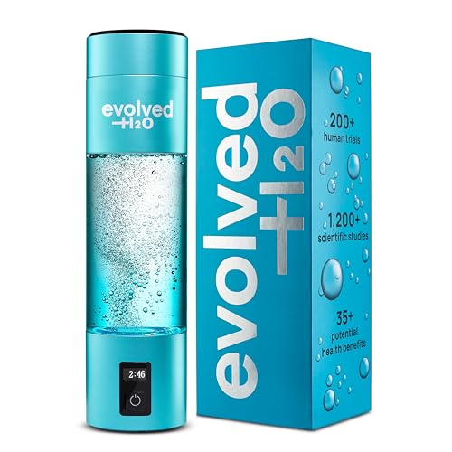 Evolved H2O Certified Hydrogen Water Bottle Generator I 6200 PPB Portable Ionizer I SPE PEM Electrolysis I Rechargeable I Aussie Owned I Enhance Hydration & Wellness I 270ml/9.13oz (Blue)