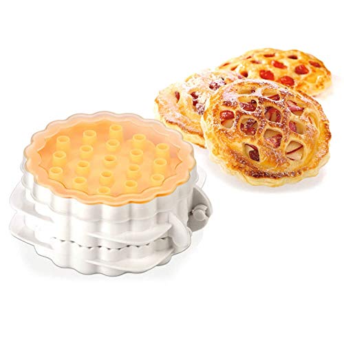 Tescoma Mini Pie Maker  Best Unique Pie Stuffer  Cap, 3 Lattice Patterned Cutters, Stuffer and Punching Stick, Varied Pie Stuffing and Shapes, 2 Recipe Books Included