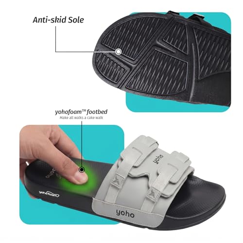 Image of YOHO Drystep Sliders for Men | Waterproof Monsoon Footwear & Rainy Sandals | Skin Friendly Adjustable Strap