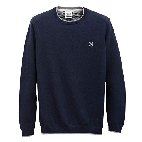 OxbOw M1PERONI Pull col Rond Homme, Deep Marine Chiné, FR : L (Taille Fabricant : L)