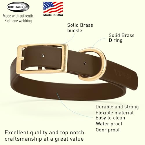 Image of Viper Biothane Heavy Duty Waterproof Dog Collar Strong Coated Nylon Webbing w /Solid Brass Hardware Odor-Proof Easy to Clean High Performance Fits Small Medium or Large Dogs, Dark Chocolate Brown