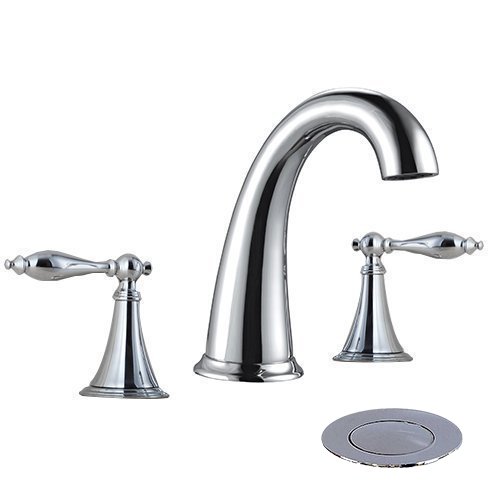 YANNLII Chrome Widespread Waterfall Bathroom Sink Faucet,Two Handle Three Hole Lavatory Faucet,8-16 Inch Basin Mixer Tap With Pop Up Drain