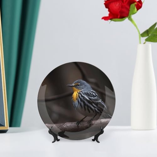 Plato decorativo Bird Sitting on Branch de porcelana 6 in miniatura 6