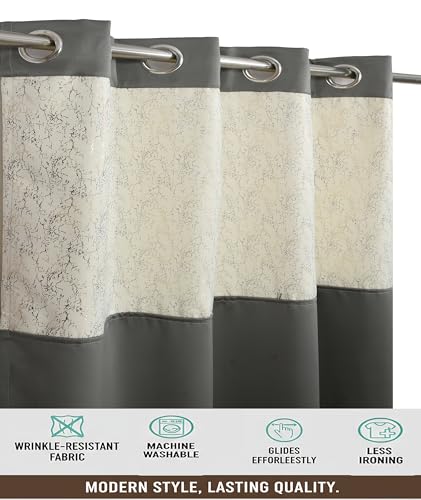 Image of IVAZA Dual-Tone Design 100% Complete Blackout Curtains - Room Darkening Curtain for Windows -, Heavy Blackout, Thermal Insulation Curtains, Black Out Curtain for Windows 6 feet Set of 2 Grey