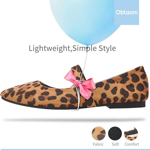 Image of Obtaom Mary Jane Flat Shoes Round Toe Ballet Flats for Women Dressy Fabric Business Flats Comfortable Classic Strap Flats for Office