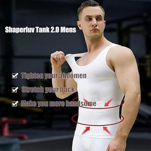 2PCS Shaperluv for Men,2025 Shaperluv Tank 2.0 Mens,Shaper Tank for Men Big and Tall,Male Compression Shirt Shaper2