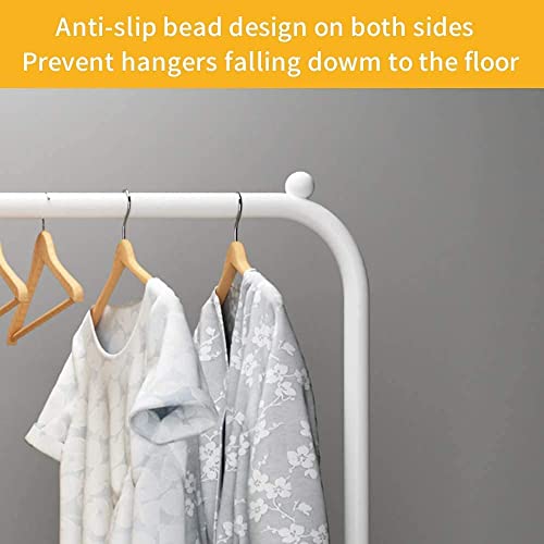 Image of Owme Heavy Duty Clothes Drying Rack with Wheels | 1 Tier Double Pole Garment Rack | Laundry Drying Stand for Balcony | Cloth Hanging Stand | Indoor Outdoor Drying Rack for Clothes - POLE WHITE