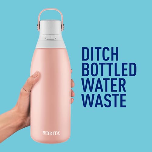 Image of Brita Stainless Steel Premium Filtering Water Bottle, BPA-Free, Reusable, Insulated, Replaces 300 Plastic Water Bottles, Filter Lasts 2 Months or 40 Gallons, Includes 1 Filter, Rose - 32 oz