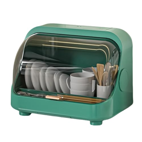 Vifxucy食器洗い乾燥機 食洗機ラック キッチン用品収納 調理器具 少量 大容量 引き出しタイプ キャビネット水切りラック オゾン殺菌 防カビ 一人用 コンパクト 省スペース 家庭用食器収納 (グリーン)