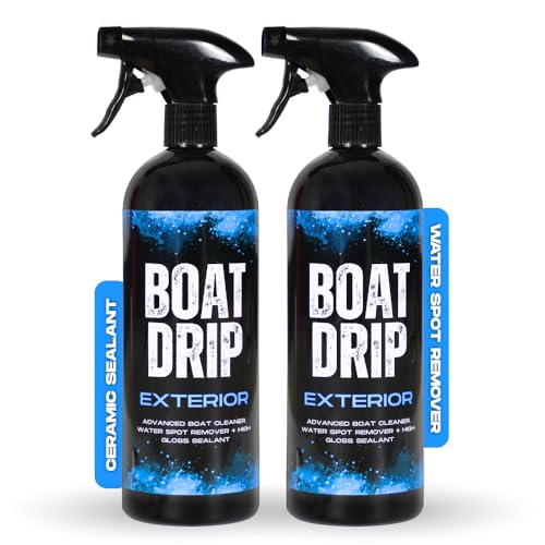 Boat Drip Exterior Cleaner All Purpose Boat Cleaner with SiO Ceramic Sealant Tangerine Scent - Effective Water Spot & Oxidation Remover for Boats Yachts Marine Vessels and More - 32oz(2-Pack)