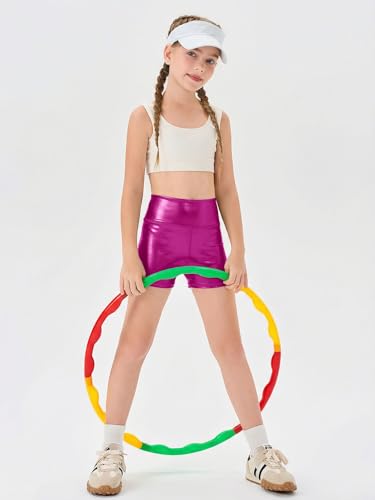Image of Haloumoning Girls Athletic Shorts Kids High Waisted Yoga Dance Biker Shorts Comfy Gymnastics Shorts 5-14Y