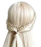 ONDEGO® Haardraht Gold Haarranke Haarschmuck Hochzeit Brautschmuck Haarkranz Abiball Trauzeugin Brautjungfer kristall dezent Perlen Diadem