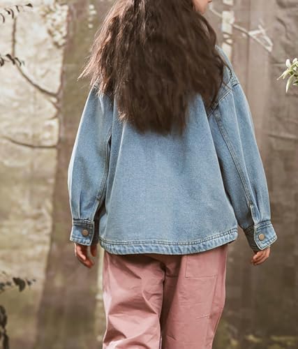 ASHER FASHION Vintage Girls Jean Jacket Long Sleeve Button Down Denim Jackets Coat with Pockets Shacket Fall Outwear3