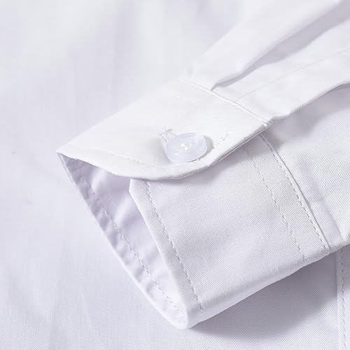 Image of Boys' Button Down Dress Shirts Kids Long Sleeve Solid Collared Uniform Shirt for Toddler Boy (Size 2T-20)