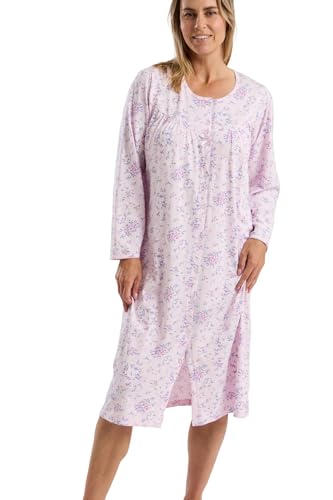 Marlon Ellie Chemise de Nuit Classique boutonnée pour Femme – Chemise de Nuit en Jersey Doux et Confortable avec Ouverture sur Le Devant avec Manches...