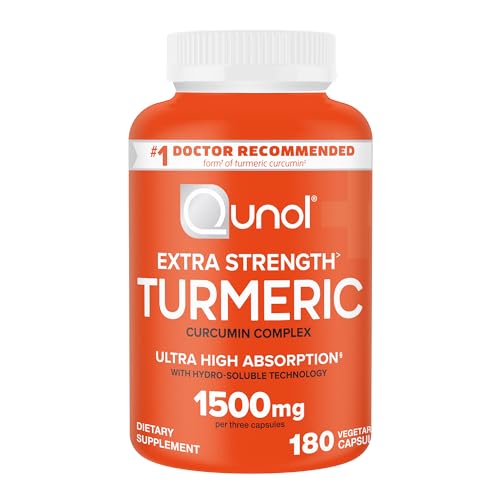 Qunol Turmeric Curcumin Supplement Turmeric 1500mg With Ultra High Absorption Joint Support Supplement Extra Strength Turmeric Capsules 2 Month Supply 180 Count (Pack of 1)