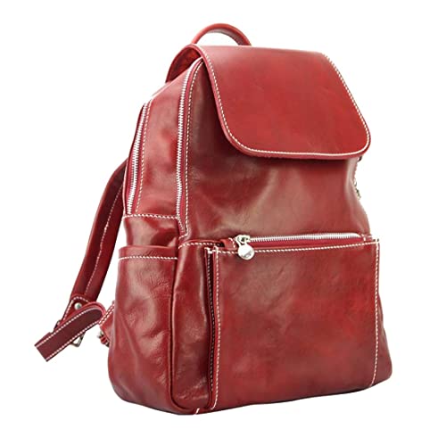 Sac à dos en cuir marron Tony & Paul BRITTANY uni et élégant pour ordinateur et voyage