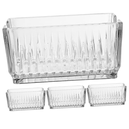 WEKADRIN 4Pcs Sugar Dispenser and Tea Organizer Acrylic Desktop Storage Boxes for Bags Tea Bags and Supplies Modern Design with Non Slip Feet