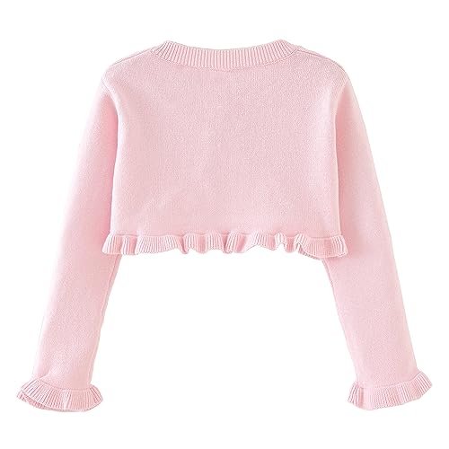 Image of Girls Cardigan Sweater Button Knit Sweater Kids Ruffle Long Sleeve Dress Cover Up Size 12M-6T