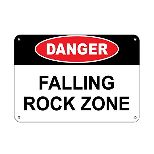 Warning Sign Danger Falling Rock Zone Hazard Construction Business 12X8 Inches Aluminum Metal Tin