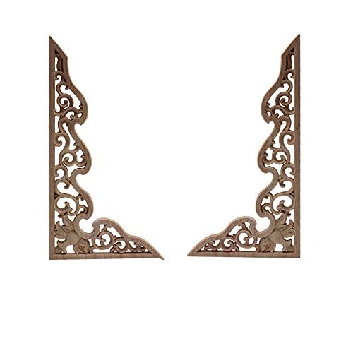 Meubles en bois fenêtre murs coin applique décorative sculptée motif fleur 26cm - 2