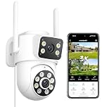 Outdoor Security Camera, ANBIUX 3K/6MP WiFi CCTV Home Camera Surveillance Exterieur, Dual Lens Outdoor Camera with Auto Tracking, Human Detection, Night Vision, 2-Way Audio, IP66, Work Alexa