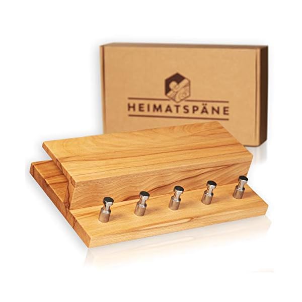 Heimatspäne Schlüsselbrett Holz – Hochwertige Edelstahlhaken und echte Kernbuche – handgemachtes Schlüsselbrett aus Holz…