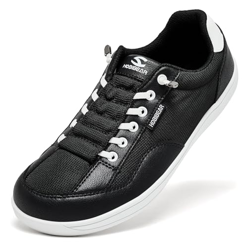 HOBIBEAR Barefoot Shoes for Women Men Wide Toe Box Zero Drop Walking Shoes Black/White, 11 Women...