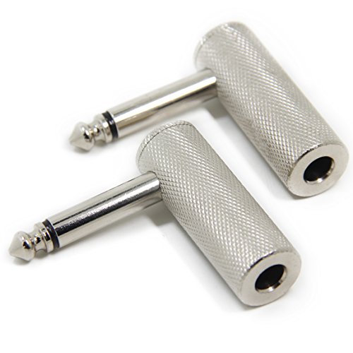 Ancable 2-Pack Premium 1/4 Inch Right Angle Guitar Cable Adapter, 6.35mm 1/4