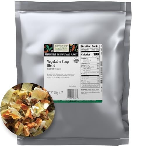 Frontier Co-op Organic Vegetable Soup Blend 1lb - Low Sodium Soup Mix, Dehydrated Veggies and Parsley - Dried for Ramen, Stew