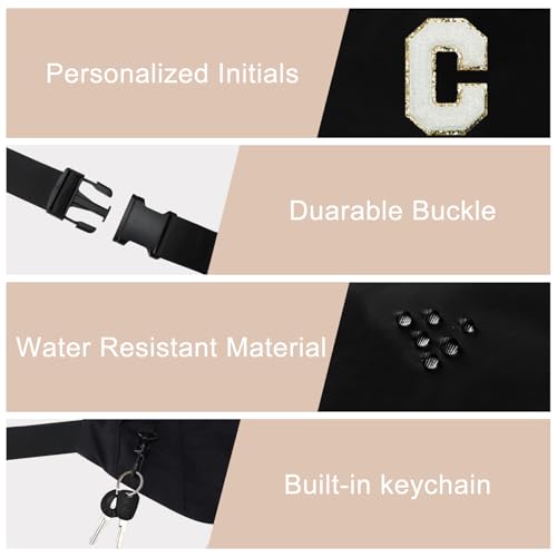 Image of Monogrammed Gifts for Women Men Fanny Pack Shoulder Bag Personalized Birthday Gift for Friends Sister,Black C