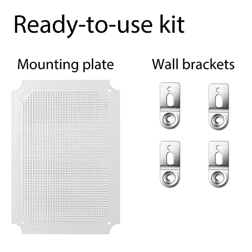 Image of Gratury Junction Box, IP67 Waterproof Plastic Enclosure for Electrical Project, Hinged Grey Cover, Includes Mounting Plate and Wall Bracket