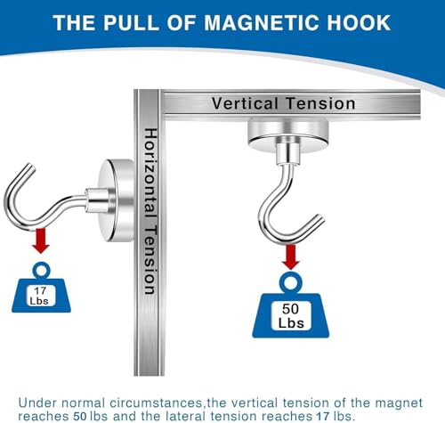Image of LOVIMAG Magnetic Hooks, Cruise Essentials 2026, 45 Pack-50LBS | Heavy Duty Strong Magnet Hook for Cruise Cabin, Refrigerator Fridge, Ship, Classroom, Kitchen Grills, Silver