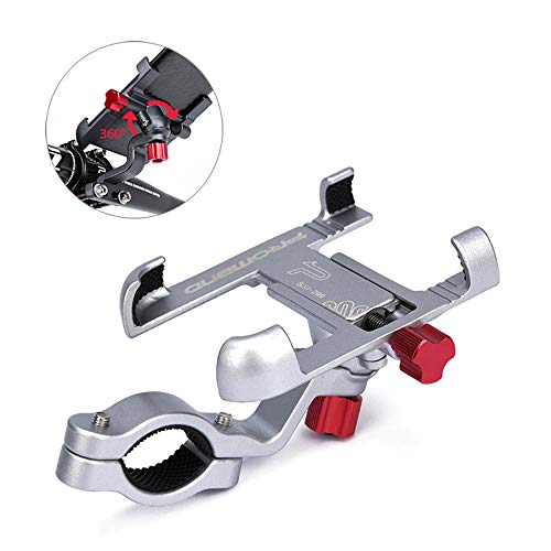 Universal Bike Phone Mount, Aluminum Alloy Bicycle Handlebar Phone Holder with 360° Adjustable, Holds Cellphone from 2.2-3.7