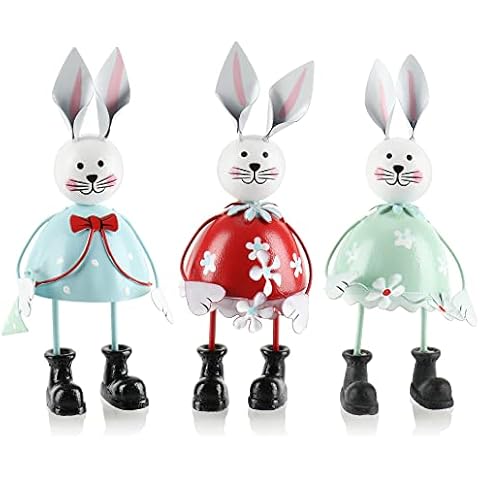 Figuras Decorativas de Pascua de Metal com-four® 3X Conejito Cover