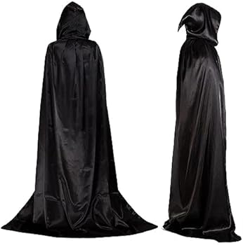 Fancy Daily Volwassen Magere Hein Halloween Kostuum - Zwarte Hooded Mantel met Scythe, Schedel Handschoenen Heren Reaper Outfit voor Halloween Cosplay