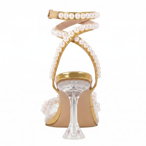 Image of Yolkomo Women's Square Toe Clear Heels Sexy Rhinestone Bow Heels Open Toe Ankle Strap Stiletto High Heel Sandals