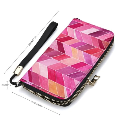 Watercolor Pink Pattern PU Leather Clutch Long Bifold Wallet, Coin Purse Credit Pass Case, Durable Card-Holder Money Storage for Women Men2