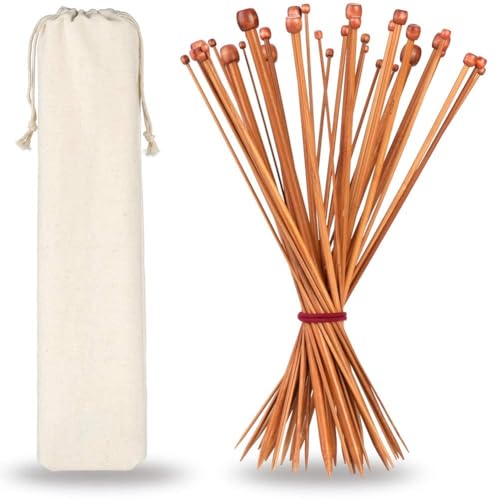 H&S Set of 36 Pcs Single Pointed Bamboo Knitting Needles Case 2mm - 10mm by Sh!