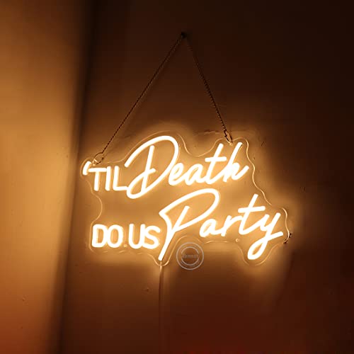 Image of Britrio Til Death DO US Party Neon Light Sign for Wedding Reception Party Bridal Shower Backdrop Bedroom Wall Decor Light Birthday Gift 5V USB Powered with Dimmer Switch 17 IN Warm White