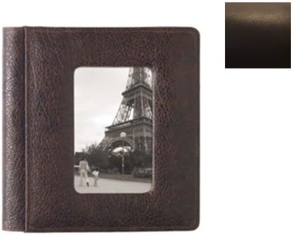 Raika #168 - Álbum de fotos de cuero de grano superior hecho a mano, 4 x 6 pulgadas, plegable, con tapa frontal, color marrón