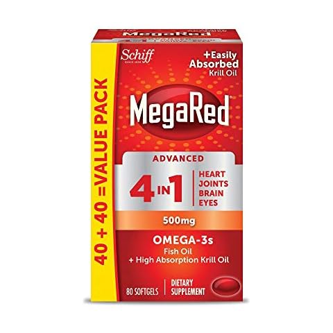 MegaRed Advanced 4 in 1 Omega-3 Fish Oil + Krill Oil, 80 Softgels (Pack of 2) Cover